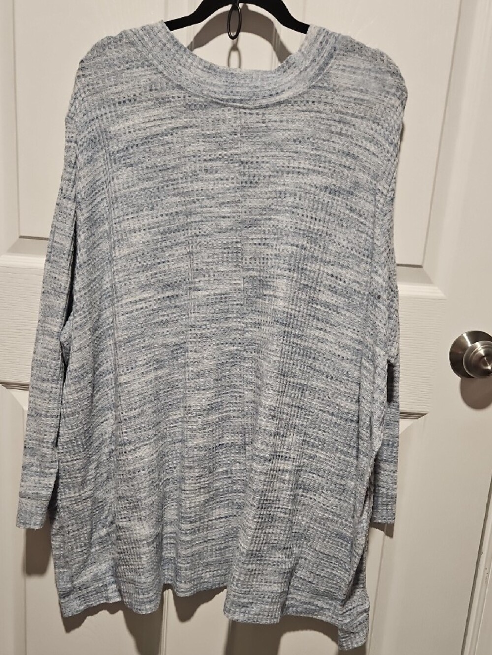 Catherines Heathered Light Blue V-Neck Waffle Knit Pullover Sweater - Picture 5 of 5